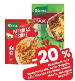 Interspar Knorr Spaghetteria, Activ Veggie, Asia tésztás készétel, snack tészta, lasagne ajánlat