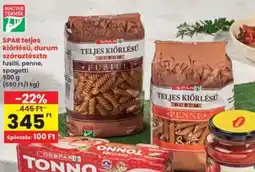 Interspar SPAR teljes kiőrlésű, durum száraztészta ajánlat