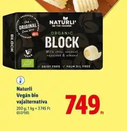 Lidl Naturli Vegán bio vajalternatíva ajánlat