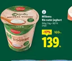 Lidl Milbona Bio natúr joghurt ajánlat