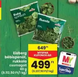 Interspar Eisberg bébispenót, rukkola ajánlat