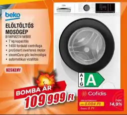 Expert Beko elöltöltős mosógép B1WFM2741WBEE ajánlat