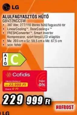 Expert LG Alulfagyasztós hűtő GBV22NCCSV ajánlat