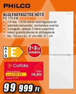 Expert Philco Alulfagyasztós hűtő PC 174 EW ajánlat