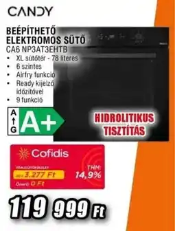 Expert CANDY Beépíthető elektromos sütő CA6 NP3AT3EHTB ajánlat