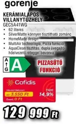 Expert Gorenje Kerámialapos villanytűzhely GEC5A41WG ajánlat