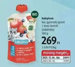 DM Babylove bio gyümölcspüré 1 éves kortól ajánlat