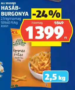 ALDI All Seasons Hasáb-burgonya ajánlat