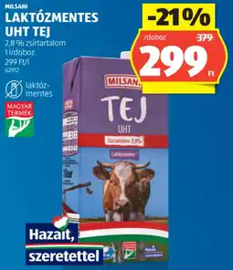 ALDI Milsani laktózmentes UHT tej 2,8% ajánlat