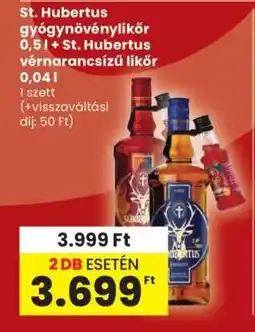 Spar St. Hubertus gyógynövénylikőr 0,5 l + St. Hubertus vérnarancsízű likőr 0,04 l ajánlat