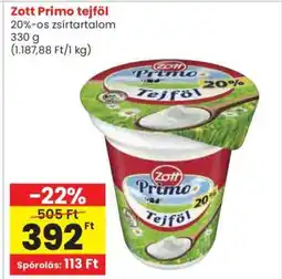 Spar Zott Primo Tejföl ajánlat
