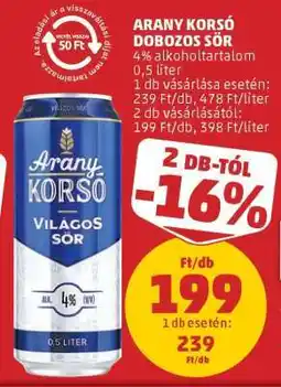 PENNY Arany Korsó Dobozos Sör ajánlat