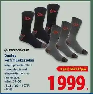 Lidl Dunlop Férfi munkazokni ajánlat