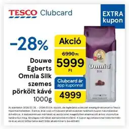 Tesco Douwe Egberts Omnia Silk szemes pörkölt kávé 1000g ajánlat