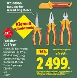 Lidl Parkside VDE fogó ajánlat
