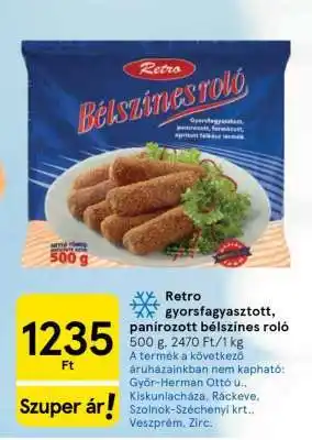 Retro gyorsfagyasztott, panírozott bélszínes roló