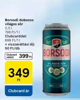 Tesco Borsodi dobozos világos sör ajánlat