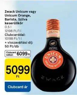 Tesco Zwack Unicum vagy Unicum Orange, Barista, Szilva keserűlikőr ajánlat