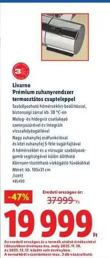 Lidl Livarno Prémium zuhanyrendszer termosztátos csapteleppel ajánlat