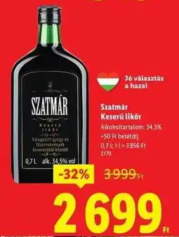 Lidl SZATMÁR Keserű likőr ajánlat