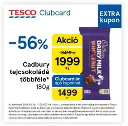 Tesco Cadbury tejcsokoládé többféle ajánlat