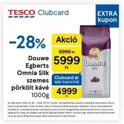 Tesco Douwe Egberts Omnia Silk szemes pörkölt kávé 1000g ajánlat