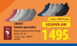 Lidl CRIVIT Felnőtt sportzokni ajánlat