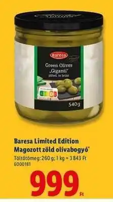 Lidl Baresa Limited Edition Magozott zöld olívabogyó ajánlat