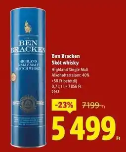 Lidl BEN BRACKEN Skót whisky ajánlat