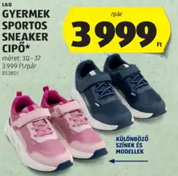 ALDI L&D Gyermek sportos sneaker cipő ajánlat