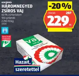 ALDI Kokárdás Haromnegyed zsíros vaj ajánlat