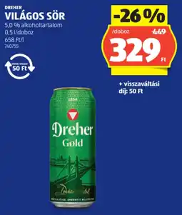 ALDI Dreher Világos sör ajánlat