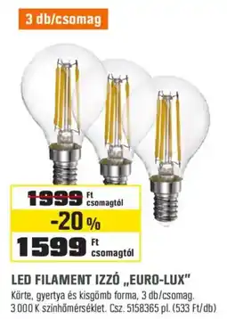 OBI LED filament izzó „Euro-lux" ajánlat