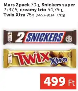 PRIVÁT Mars 2pack, Snickers super, creamy trio, Twix Xtra ajánlat