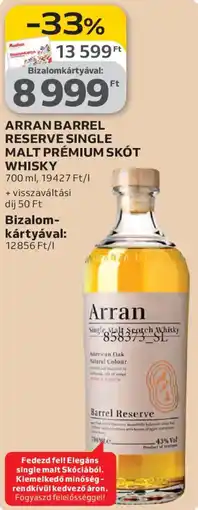Auchan Arran Barrel reserve single malt prémium skót whisky ajánlat