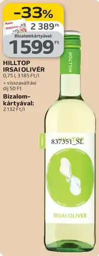 Auchan Hilltop Irsai Olivér ajánlat