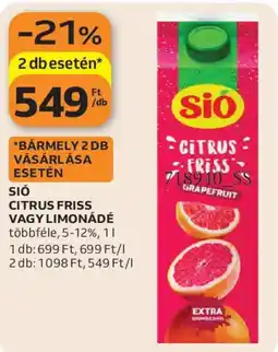 Auchan Sió citrus friss, limonádé ajánlat