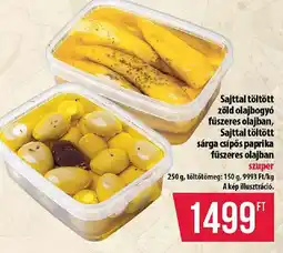 Coop Sajttal töltött zöld olajbogyó fűszeres olajban, Sajttal töltött sárga csípős paprika fűszeres olajban ajánlat