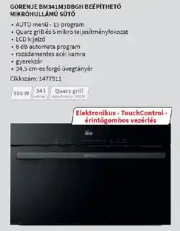 MediaMarkt Gorenje BM341M3DBGH beépíthető mikrohullámú sütő ajánlat