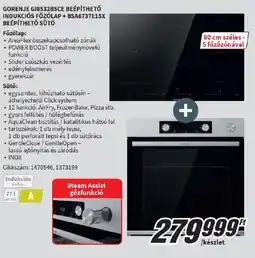 MediaMarkt Gorenje GI8532BSCE beépíthető indukciós főzőlap + BSA6737E15X beépíthető sütő ajánlat