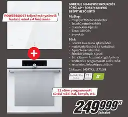 MediaMarkt Gorenje GI6401WSC indukciós főzőlap + BOS6747A01WG beépíthető sütő ajánlat