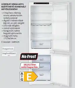 MediaMarkt Gorenje NRKI418EP1 beépíthető kombinált ajánlat