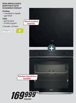 MediaMarkt Beko BBSM12320XCS beépíthető sütő és kerámia főzőlap ajánlat