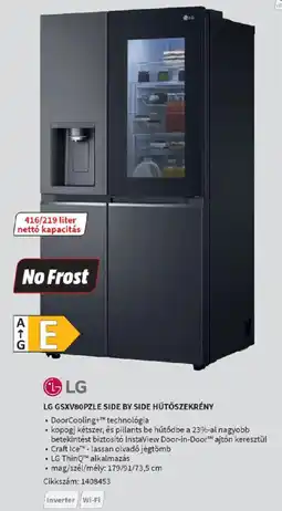 MediaMarkt LG GSXV80PZLE Side by Side hűtőszekrény ajánlat