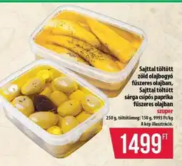 Coop Sajttal töltött zöld olajbogyó és sárga csípős paprika ajánlat