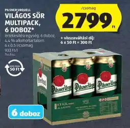 ALDI Pilsner Urquell Világos Sör Multipack, 6 doboz ajánlat