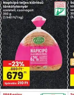 Interspar Napicip teljes kiőrlésű tönkölykenyér ajánlat