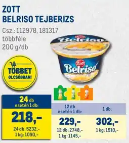 Metro Zott Belriso tejberizs ajánlat