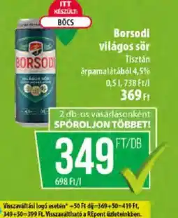 Coop Borsodi világos sör ajánlat