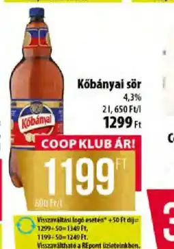 Coop Kőbányai sör ajánlat